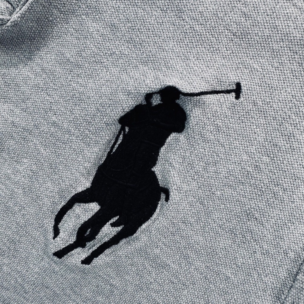 Polo Ralph Lauren Men's L Gray Custom SLIM FIT Big Pony Polo Shirt Preppy Casual - Picture 5 of 9